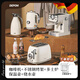 德寶麥復古多士爐烤面包機家用全自動(dòng)加熱多功能早餐制作兩片式DEPOM吐司機 鋼琴白【高配+燒水壺+保溫壺+咖啡機】三明治夾