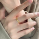 芯奢戒指女設計感電鍍仿金飾小眾輕奢素圈開(kāi)口紀念日節送女友禮物