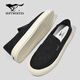 七匹狼男鞋夏季2026新款老北京布鞋男透氣薄款軟底套腳一腳蹬駕車(chē)休閑鞋 黑色 41