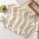 倫洛弗白色襪子女中筒花邊夏天ins潮百搭春夏季薄款日系甜美款長(cháng)襪