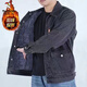 啄木鳥(niǎo)（TUCANO）加絨加厚牛仔外套男春秋冬潮大碼男裝多口袋耐臟耐磨中年工裝夾克 加絨灰色 六大口袋 加厚 3XL 建議160-175斤