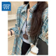 真維斯女裝格子襯衫 2025春季新品 藍色翻領(lǐng)潮流少女襯衣KF 藍色8500 160/84A/M