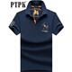 PTPK高檔保羅刺繡短袖polo衫男士寬松夏薄新款商務(wù)休閑男裝翻領(lǐng)t恤潮 1816深藍(lán) L 175 (建議130-145斤)