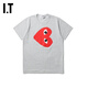 PLAY COMME DES GARCONS CDG IT 川久保玲女裝短袖T恤潮牌愛(ài)心LOGO印花63XD GYX/灰色 S