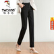 啄木鳥(niǎo)（TUCANO）彈力西褲女高腰直筒長(cháng)褲夏季秋新款中年休閑褲上班OL西裝褲子 黑色小腳 紐扣拉鏈 S 建議75斤-93斤