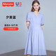 費雪（Fisher-Price）美國費雪孕婦連衣裙夏季新款裙子夏裝長(cháng)裙上衣孕婦裙女純棉孕婦裝 夕霧藍連衣裙-夏款 L【125-145斤適穿】