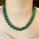 錦隍 JENVORL天然瑪瑙10MM圓珠項鏈女短款鎖骨鏈母親節送媽媽禮物 綠瑪瑙款 長(cháng)度50厘米