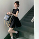 GARNUO黑色連衣裙子女2025新款夏季法式小個子高級感赫本風(fēng)收腰顯瘦短裙 黑色 M【101-110斤】