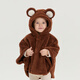papa爬爬秋冬男女寶寶動(dòng)物造型斗篷抱抱絨披風(fēng)嬰兒保暖外套 棕色-款1 70cm