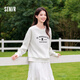 森馬（Semir）衛衣女圓領(lǐng)落肩寬松衣服休閑潮流秋季字母刺繡套頭衫女生顯高 本白10101 165/88A/L