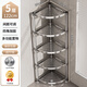 YINGCHAO304不銹鋼浴室置物架夾縫衛生間廁所洗漱臺馬桶轉角落地收納架子 【304不銹鋼5層30*30*122送pp墊