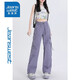 真維斯（Jeanswest）美式粉色工裝褲女秋冬新款潮流高腰寬松闊腿束腳休閑褲子女 紫色(長(cháng)褲) S