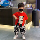 A 21 FUNB童裝男童夏款套裝2025新款夏季洋氣兒童短袖長(cháng)褲男孩3歲帥氣衣服 熊貓圖案紅色 110 cm(建議身高105cm左右)