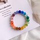 七彩色水晶貓眼石多寶男女情侶閨蜜手鏈手串禮物ins小眾設計 彩虹貓眼10mm
