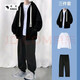 嶸虎 開衫衛(wèi)衣男春秋季寬松百搭衣服青少年休閑港風(fēng)學(xué)生外套男裝 黑色衛(wèi)衣+WK3黑褲+白長T【常規(guī)款三件套】 XL【建議110-125斤】