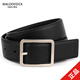 馬洛夫·蒂克（MALOOFDICK）皮帶男平紋小黃牛頭層皮古銅針扣褲帶經(jīng)典簡(jiǎn)約男士腰帶M20PB204 黑色+銀扣 105cm