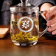 百家姓氏玻璃杯家用帶把加厚耐熱居家辦公男女茶杯水帶蓋刻字杯子 鄭 380毫升帶蓋杯【雕刻不掉落】