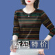 琳翰妮長(zhǎng)袖t恤女2024新款秋季長(zhǎng)袖打底衫女寬松顯瘦遮肚T恤女上衣潮 咖綠條【長(zhǎng)袖】 2XL建議125-140斤