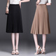 歐偲麥 半身裙女春秋百褶裙新款高腰氣質(zhì)小個(gè)子a字大擺裙子中長(cháng)款 5265 黑色 均碼（80-160斤）