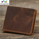 沐小白男士瘋馬皮真皮錢(qián)夾卡包簡(jiǎn)約復古歐美風(fēng) 橫款棕色