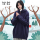 杰麗·莫克日系復(fù)古連帽毛衣男女秋冬慵懶風(fēng)潮牌百搭情侶抽繩套頭針織衫衛(wèi)衣 藏藍(lán)色 M （建議95-120斤）