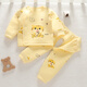 承承鹿嬰兒秋冬季保暖套裝0-12個(gè)月初生兒秋裝三層夾棉褲子新生寶寶上衣 夾棉套裝/D01和D02老虎黃 80碼(推薦18-22斤寶寶穿)
