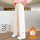 優(yōu)優(yōu)1點（Yoyo one）女童褲子春秋裝兒童闊腿褲白色春秋童裝長褲女大童運動衛(wèi)褲 15046米白【加絨款】 160cm