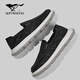七匹狼男鞋夏季2024新款帆布鞋男透氣薄款軟底老北京布鞋套腳豆豆鞋子男 黑色 41