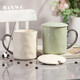 半物生活陶瓷杯馬克杯高顏值情侶水杯創(chuàng  )意辦公室女士喝水杯咖啡杯子禮物 奶油風(fēng)杯子一對帶蓋兩只禮盒裝