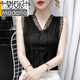 莫代爾蕾絲小吊帶背心女夏外穿西裝無(wú)袖洋氣內搭打底衫氣質(zhì)v領(lǐng)別致上衣 黑色 4XL