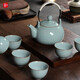 靈青坊手工青瓷大容量泡茶壺開(kāi)片可養(yǎng)線(xiàn)提梁壺家用哥窯功夫茶具茶杯套裝冰裂紋陶瓷大號(hào)涼水壺整套禮盒裝高檔 哥窯粉青（一壺六杯）