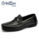 金利來(lái)（Goldlion）男鞋 圓頭套腳豆豆鞋 男士商務(wù)休閑皮鞋 軟皮軟底樂(lè )福鞋  黑色 42 比標準碼皮鞋偏大一碼