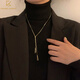 CHOMEL KINSEY S925銀幾何三角項鏈高級感百搭長(cháng)款流蘇輕奢小眾毛衣鏈七夕禮物 金色三角毛衣鏈