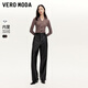VEROMODA牛仔褲女秋季新款直筒PU時(shí)髦流蘇薄絨時(shí)尚33PL014 黑色 165/68A/M