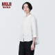 无印良品（MUJI）女式 麻 水洗 立领 七分袖罩衫女士汉麻衬衫衬衣夏季款 BC2JJA4S 白色 M （160/84A）