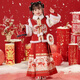 安妮優(yōu)兒（Anneyol）漢服女童秋冬蛇年2025古裝明制馬面裙喜慶過(guò)年衣服紅女寶寶拜年服 紅色+圓形毛領(lǐng)+掛包 140