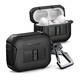 多思諾適用蘋果AirPods Pro2代保護套2024新款自動彈蓋雙銷鎖扣開關減震防摔耳機殼高級感金屬掛扣磁吸套 神秘黑