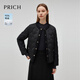 PRICH【90%鴨絨】時(shí)尚短款羽絨服冬季新款單排扣花呢外套女 19黑色 L 165