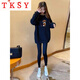 TKSY搭配鯊魚(yú)褲的上衣包臀中長(cháng)款衛衣打底衫女秋冬遮屁股內搭加絨加厚 龍貓女孩-黑色春秋/款 M 101-120斤