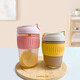樂(lè )扣樂(lè )扣玻璃水杯夏季吸管杯子雙飲杯子套裝辦公室牛奶帶吸管杯子女生高顏值便攜咖啡杯 玻璃杯350ml+塑料杯520ml