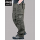 JEEP SPIRIT吉普棉工裝褲男褲子休閑工作服勞保耐磨直筒寬松春秋夏 軍綠色[多袋褲] 2XL 號(hào)130斤-150斤