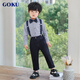 GOKU男童禮服秋季小主持人服裝兒童西裝套裝男孩演出服帥氣英倫風(fēng)花童 藍色 140
