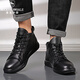 洛克華菲（Rock Fairwhale）男靴冬季新款馬丁靴加絨棉鞋中高幫男鞋復古工裝男士板鞋真皮靴子 黑色 38