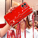 優(yōu)蕾絲 蘋(píng)果11手機殼iPhone11Pro保護Max硅膠套promax腕帶可背斜挎掛繩全包防摔女款 蘋(píng)果11【中國紅】全屏鋼膜+斜挎掛繩