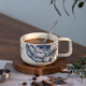 SUCCOHOMEWARE意式咖啡杯套裝咖啡館家用陶瓷咖啡杯碟勺整套公司喝水杯下午茶杯 藍色-羅馬公爵-咖啡杯+木墊+勺