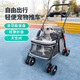 華元寵具（hoopet）寵物推車(chē)輕便可折疊遛狗車(chē)中小型犬柯基柴犬狗狗手推車(chē)貓咪小推車(chē)亞麻灰-前輪萬(wàn)向30斤內