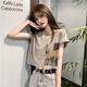 KAHTOP2026夏新款韓版ins潮寬松短袖短款露臍T恤洋氣設計感打底衫T恤WBX 灰色 M