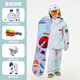 ODDIVSKI兒童滑雪服套裝女童加厚保暖防水防風(fēng)戶(hù)外滑雪衣滑雪褲裝備全套 漸變極光5件套男 150cm