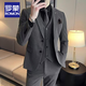 羅蒙（ROMON）西服套裝男士修身外套新郎結婚定制禮服商務(wù)職業(yè)正裝小西裝男 中灰色 【西服+西褲】 XL （適合125-135斤）