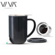 VIVA scandinavia耐熱高溫陶瓷杯子 茶水分離泡茶杯大容量550m教師中秋節生日禮物 深藍色